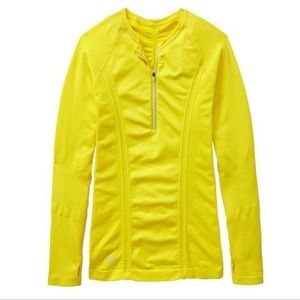 Athleta Tracker 1/2 Zip Thumbhole Yellow Running Fitted Top